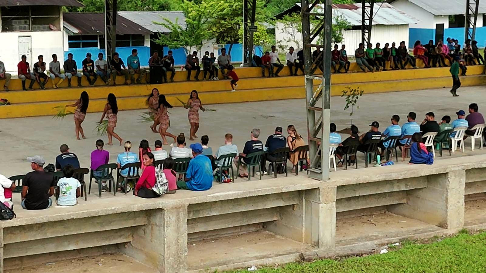 The community gathered under the covered court
